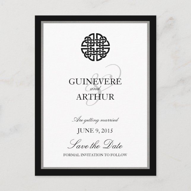 Klassische keltische Liebe kann Hochzeit das Datum Ankündigungspostkarte (Vorderseite)