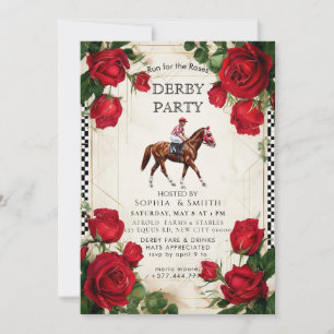 Klassische Kentucky Derby-Party-Einladung Rote Ros Einladung