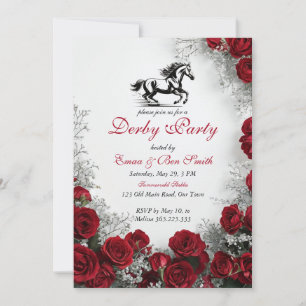 Klassische Kentucky Derby-Party-Einladung Rote Ros Einladung