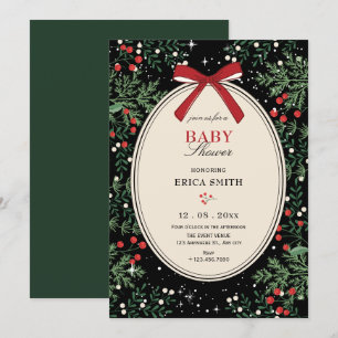 Klassische Kirsch-Schleife Baby-Party Einladung