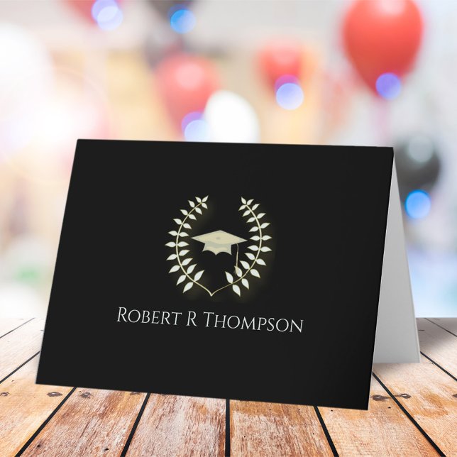 Klassische Klassik für Schwarz und Gold Abschluss Dankeskarte (Von Creator hochgeladen)