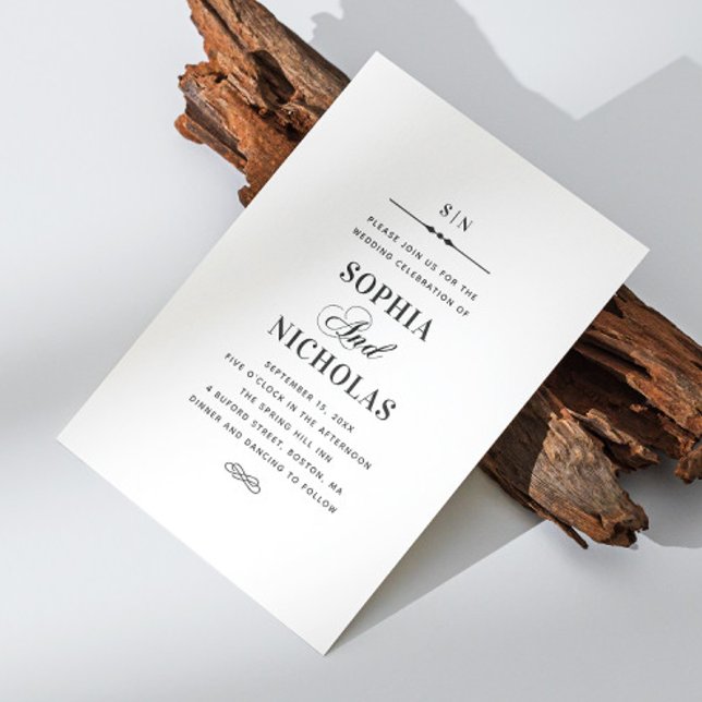 Klassische klassische Hochzeit in Schwarz-Weiß Einladung (Von Creator hochgeladen)