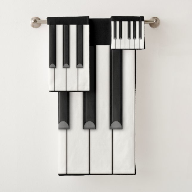 Klassische Klaviertastatur Mit Monogramm Badhandtuch Set (Insitu)