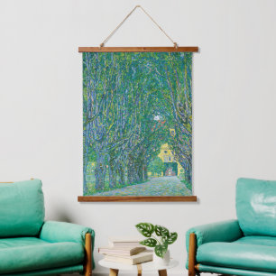 Klassische Klimt-Grün-Natur-Landschaft-Kunst Wandteppich Mit Holzrahmen