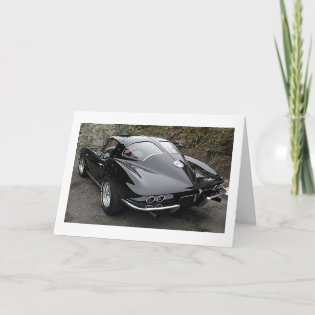 Klassische Korvette aus schwarzem Teilfenster Karte (Vorderseite)