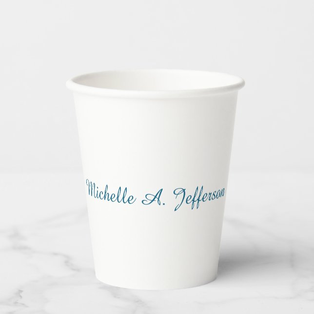 Klassische kreative Trendy White Ocean Blue Pappbecher (Vorderseite)