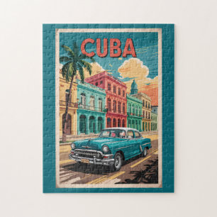Klassische kubanische Auto-Illustration Reise Kuns Puzzle