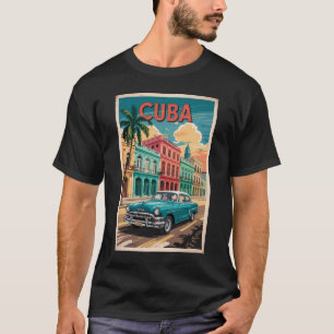 Klassische kubanische Autoillustration Reise Kunst T-Shirt