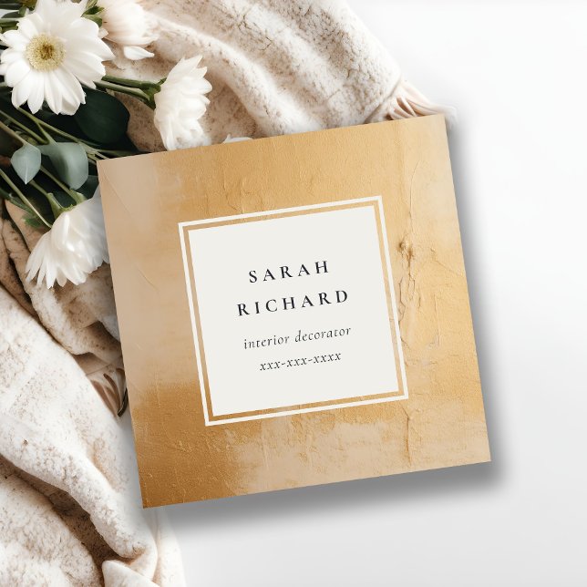 Klassische künstlerische Beige Gold Öl Anstrich Te Quadratische Visitenkarte (Von Creator hochgeladen)