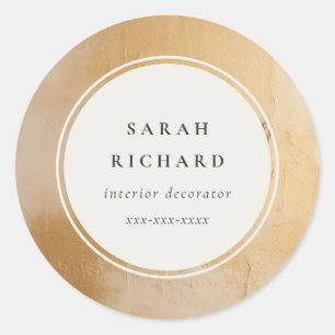 Klassische künstlerische Beige Gold Öl Paint Busin Runder Aufkleber