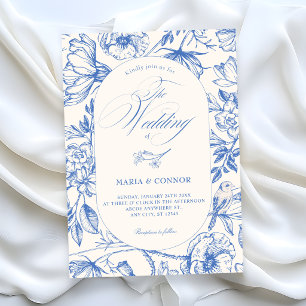 Klassische künstlerische florale blaue Hochzeit Einladung