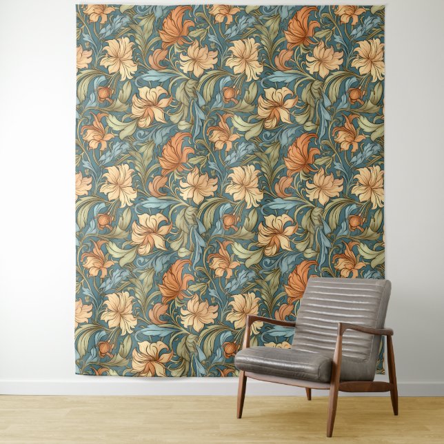 Klassische künstlerische Hand William Morris Blue Wandteppich (Beispiel)