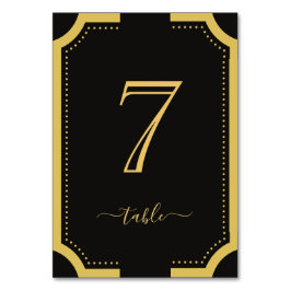 Klassische Kupferhochzeit in Schwarz und Gold 7 Tischnummer