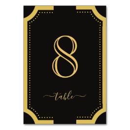 Klassische Kupferhochzeit in Schwarz und Gold 8 Tischnummer