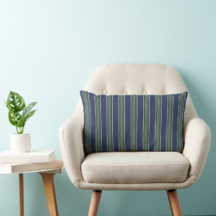 Klassische Küsten-Cabana-Streifen Navy & Moosgrün Lendenkissen