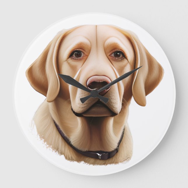 Klassische Labrador Retriever Illustration Große Wanduhr (Vorderseite)