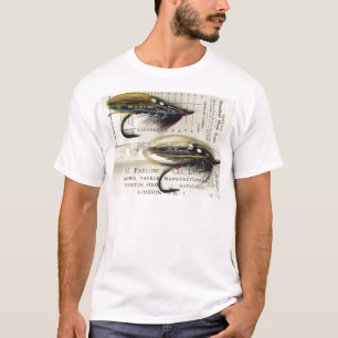 Klassische Lachsfliege auf Karte T-Shirt