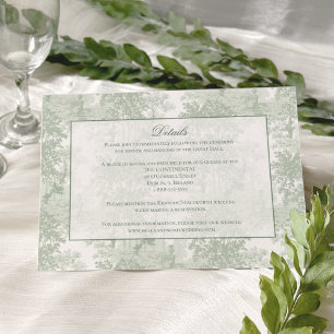 Klassische Landschaft-Toile-Hochzeit in Salbeigrün Begleitkarte