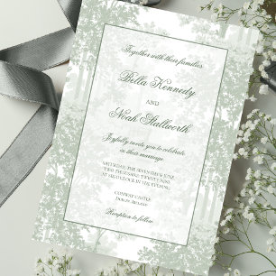 Klassische Landschaft-Toile-Hochzeit in Salbeigrün Einladung