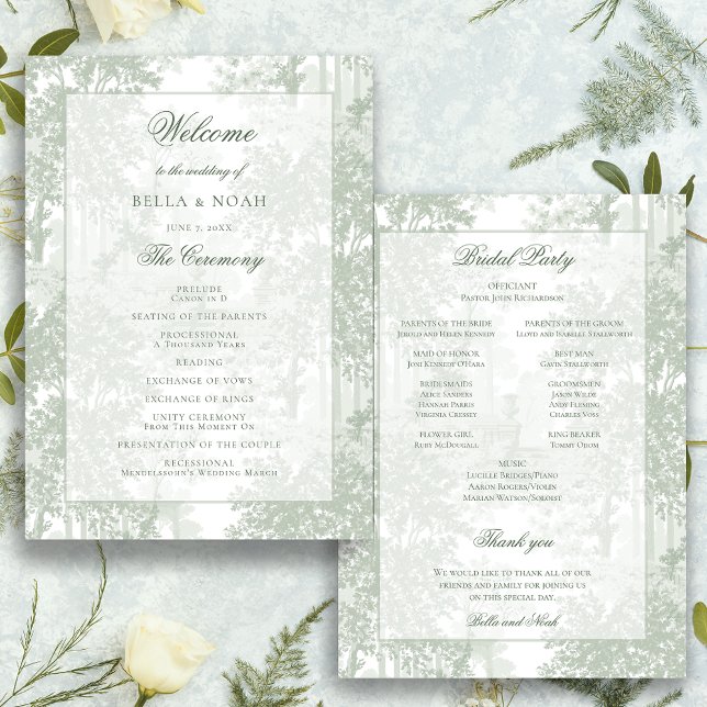Klassische Landschaft-Toile-Hochzeit in Salbeigrün Programm (Von Creator hochgeladen)