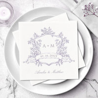Klassische Lavendel-Blumenwappen-Monogramm-Hochzei