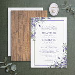 Klassische Lavendel Eukalyptus-Wood-Hochzeit Einladung<br><div class="desc">Ooh,  wir sind so glücklich mit dieser traditionellen formalen Lavendel eucalyptus,  rustikale Hochzeitseinladung! Mit handgeschriebenen Schriftzypografien,  Lavendel und Eukalyptus wasserfarbene botanische Blüten und einer honigartigen Barnholzstruktur. Teil einer Hochzeitssuite,  die wir hoffen,  dass Sie Liebe so viel wie wir tun: https://www.zazzle.com/collections/lavender_eucalyptus_floral_wood_wedding-119193107197450251 Copyright Elegant Invites,  alle Rechte vorbehalten.</div>