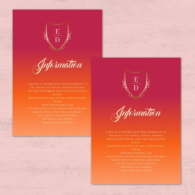 Klassische, lebendige Sommer-Hochzeitsdetails Begleitkarte (Von Creator hochgeladen)