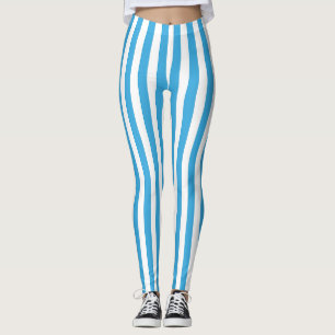 Klassische leichte Babyblau- und Weiß-Vertikalstre Leggings