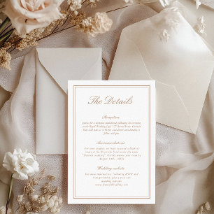Klassische leichte Taupe-Eleganz bei Hochzeitsdeta Begleitkarte