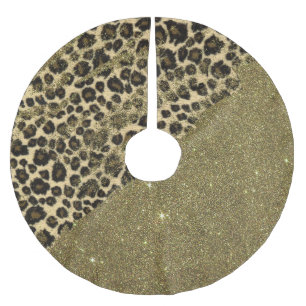 Klassische Leopard-DruckBrushstrokes auf Polyester Weihnachtsbaumdecke