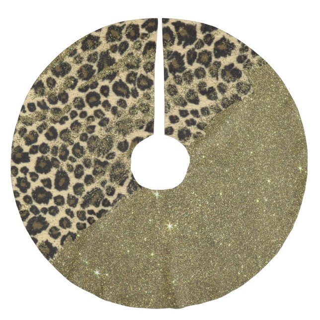 Klassische Leopard-DruckBrushstrokes auf Polyester Weihnachtsbaumdecke (Vorderseite)