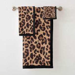 Klassische Leopard Print Badhandtuch Set