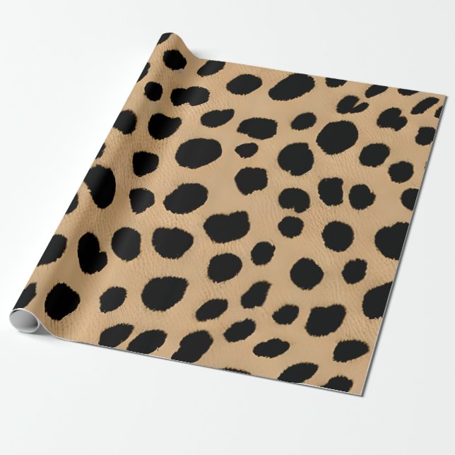 Klassische Leopardrucke in Beige und Schwarz Geschenkpapier (Ungerollt)