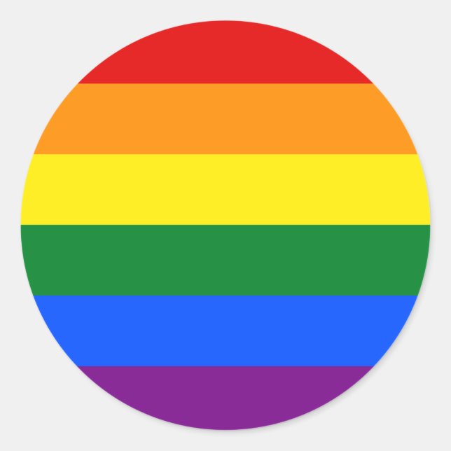 Klassische LGBTQ-Gay Pride-Regenbogenflagge Runder Aufkleber (Vorderseite)