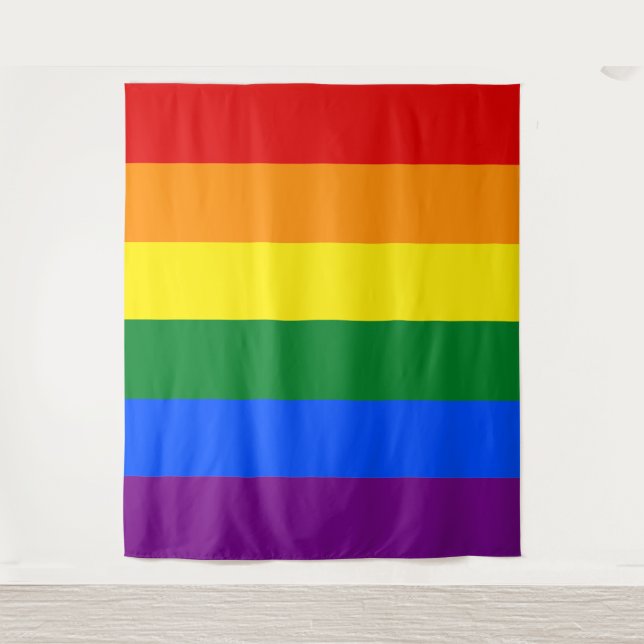 Klassische LGBTQ-Gay Pride-Regenbogenflagge Wandteppich (Vorderseite)