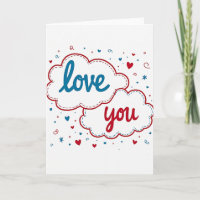 Klassische 'Liebe dich'-Karte mit Stickerei