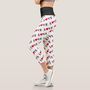 Klassische LIEBE Herzmotiv Muster Elegant Capri Leggings