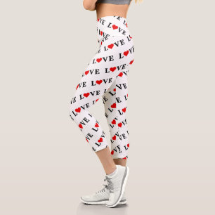 Klassische LIEBE Herzmotiv Muster Elegant Capri Leggings