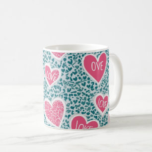 Klassische Liebe Muster Tasse Blau und Rosa