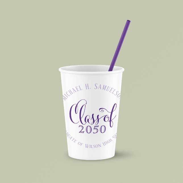 Klassische lila Graduation Pappbecher (Simple Graduation party custom paper cup.)
