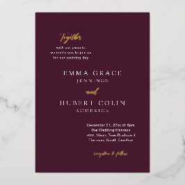 Klassische Lila Hochzeit Folieneinladung