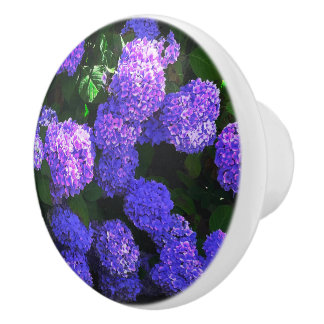 Klassische Lila Hydrangea-Keramik Pull Keramikknauf