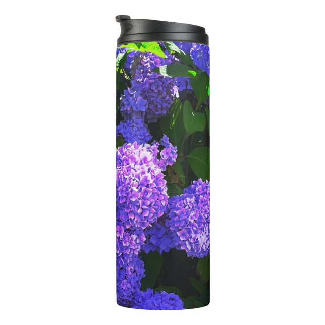Klassische Lila Hydrangea-Thermal-Tumbler Thermosbecher (Nach rechts gedreht)