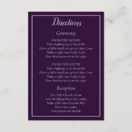 Klassische Lila- und Silberhochzeitrichtungen Begleitkarte