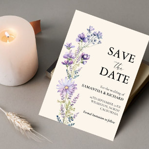 Klassische Lila Wildblume Hochzeit speichern das D Einladung