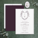 Klassische Lila Wildblume Monogram Wappen Hochzeit Einladung<br><div class="desc">Suchen Sie eine moderne Drehung auf klassische Hochzeitsreise? Dann schauen Sie sich unser Classic Plum Lila Wildblume Monogram Wappen Wedding Invitation an! Diese schöne Einladung ist mit einem handgezeichneten Wappen entworfen, das mit Wildblumen und Schmetterlingen geschmückt ist. Es enthält Ihre Monogramm-Initialen in einem stilvollen Schriftart und ist mit handgeschriebener Kalligrafie...</div>