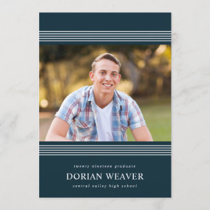 Klassische Linien   Dunkel   Foto Graduation Party Einladung