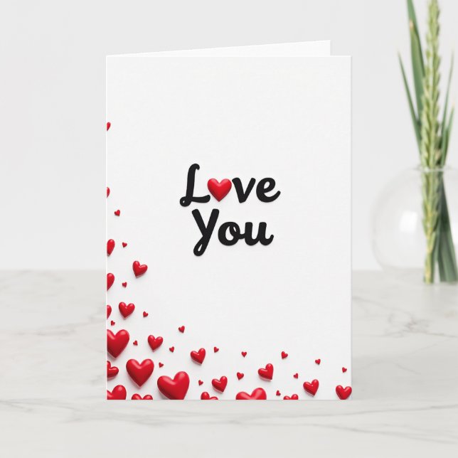 Klassische Love You Herz Karte (Vorderseite)