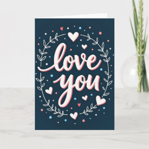 Klassische Love-You-Laub-Herzen-Karte Karte