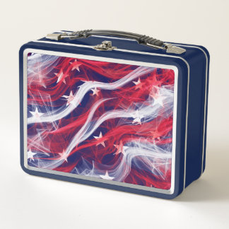 Klassische Lunchbox unter amerikanischer Flagge